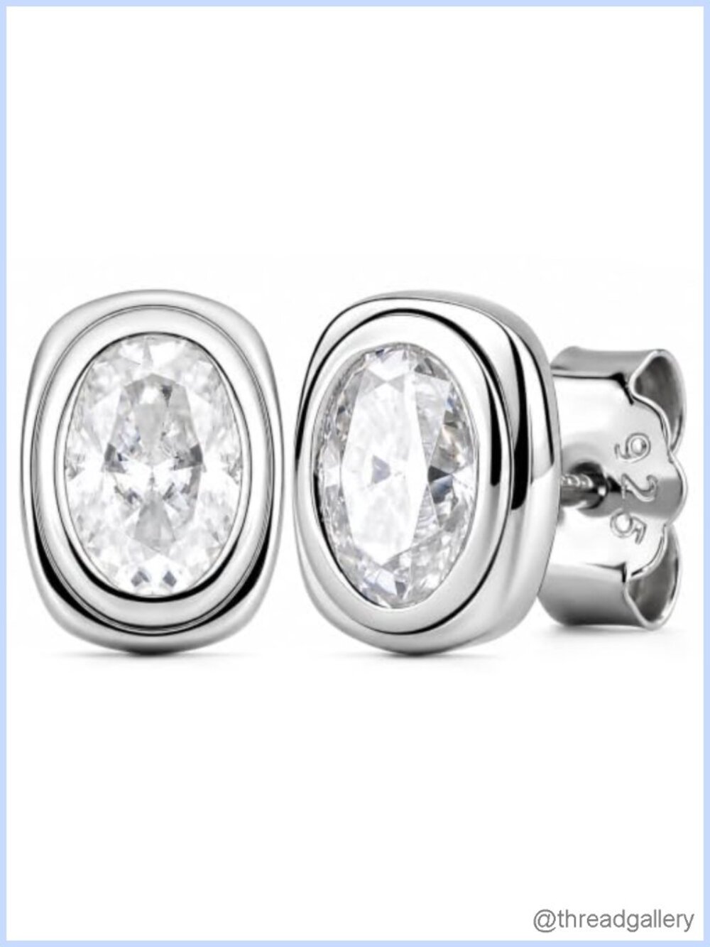 Oval Moissanite Bezel Stud Earrings 925 Sterling Silver 1.0 ctw